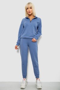 Спортивний костюм жіночий однотонний, колір джинс, 244R1069AG