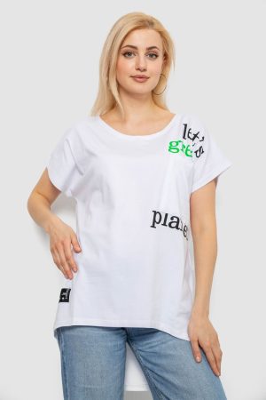 Футболка жіноча з принтом, колір білий, 244R2415